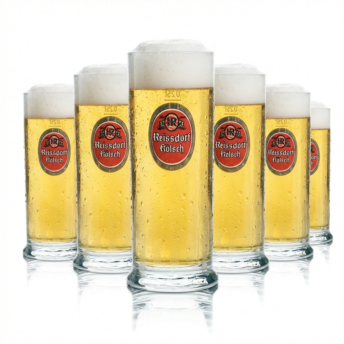 6 bicchieri da birra Reissdorf 0,25 l Kölsch Stange Bicchieri da birra Colonia Kölschglas Birrificio