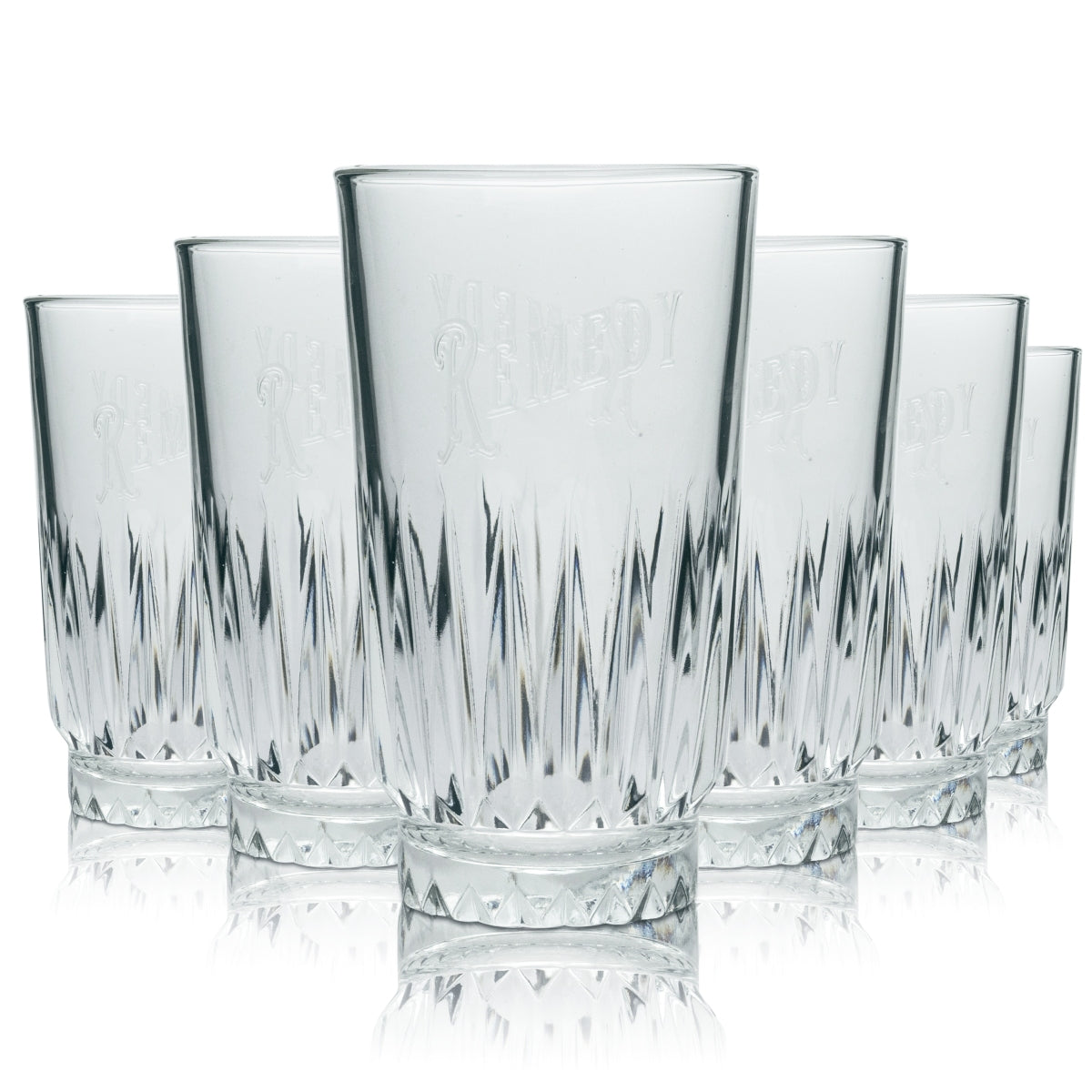 6 bicchieri da long drink Remedy Rum 0,4 l con rilievo cocktail ananas