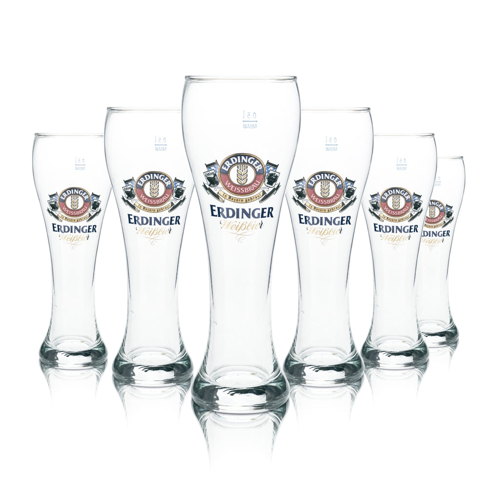 6 bicchieri da birra bianca Erdinger retrò - Set di bicchieri da birra Hefeweizen da 0,5 l Baviera Design