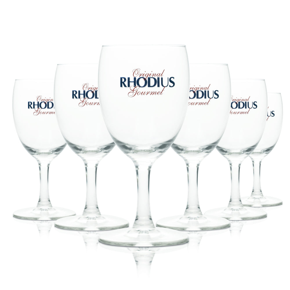 6 bicchieri da acqua gourmet Rhodius in vetro da 0,19 l, forma calice, per acqua minerale e frizzante