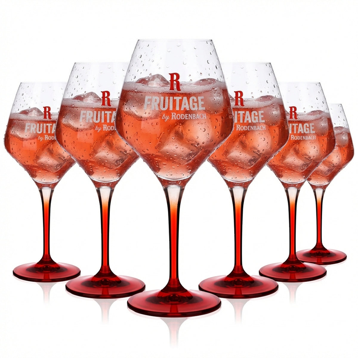 6 bicchieri da birra Rodenbach  0,25 l bicchiere a palloncino con stelo rosso Belgio "Fruitage"