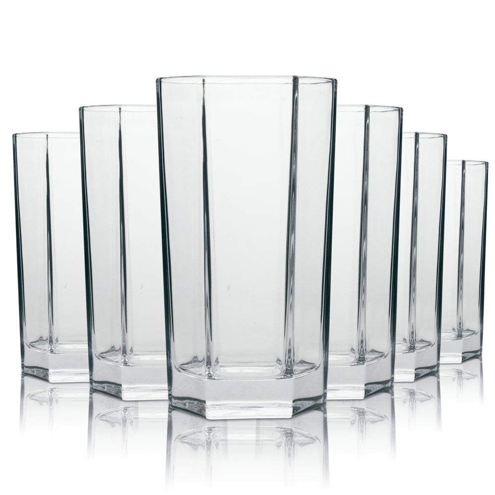 6 bicchieri Roku in vetro da 0,3 l con profilo esagonale per cocktail long drink, highball e gin tonic