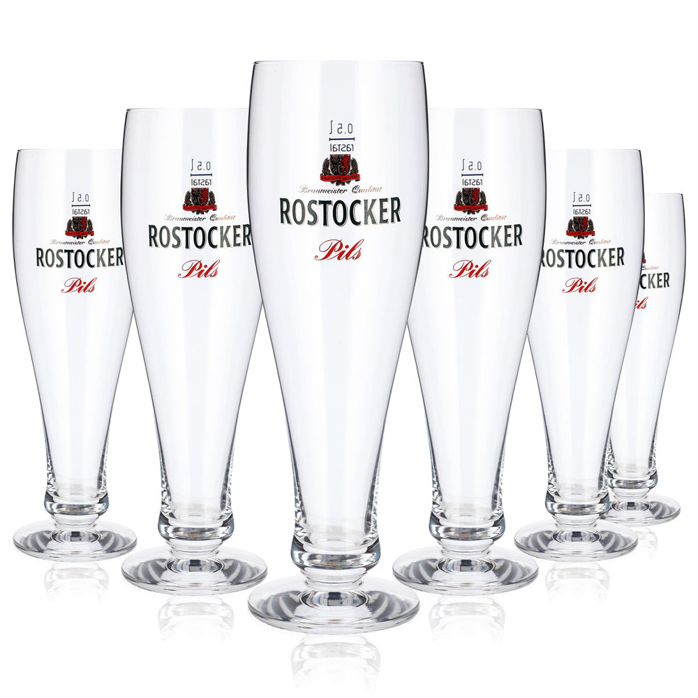 6 bicchieri da birra Rostocker da 0,5 l, modello "Pokal", Pils Rastal