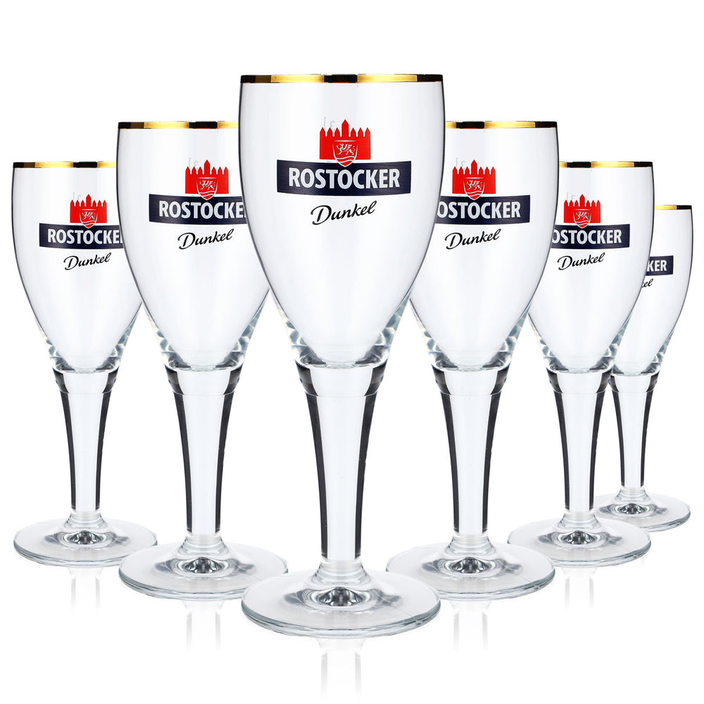 6 bicchieri da birra Rostocker Bier Glas da 0,3 l con bordo dorato scuro