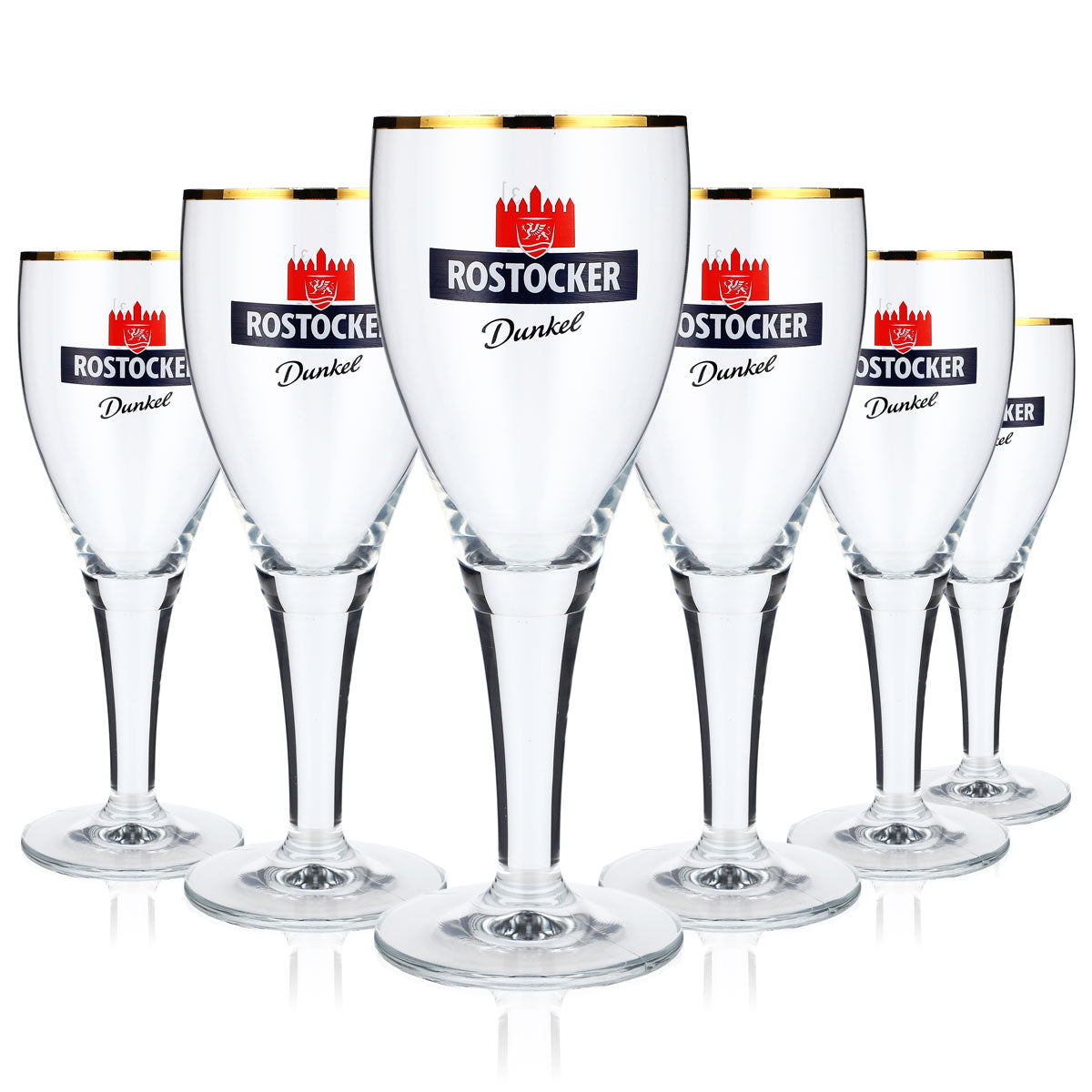 6 bicchieri da birra Rostocker Bier Glas da 0,3 l con bordo dorato scuro