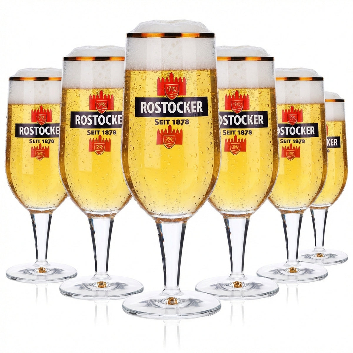 6 bicchieri da birra Rostocker da 0,3 l con bordo dorato Sahm Moritz
