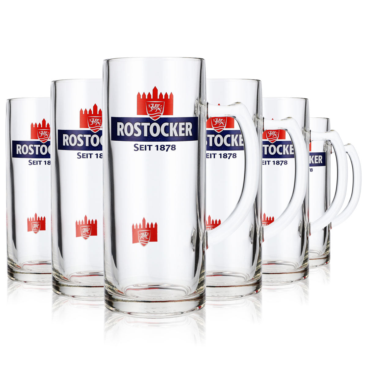 6 boccali da birra Rostocker Bier Glas Krug da 0,5 l Exclusiv-Gutsherren Seidel Rastal