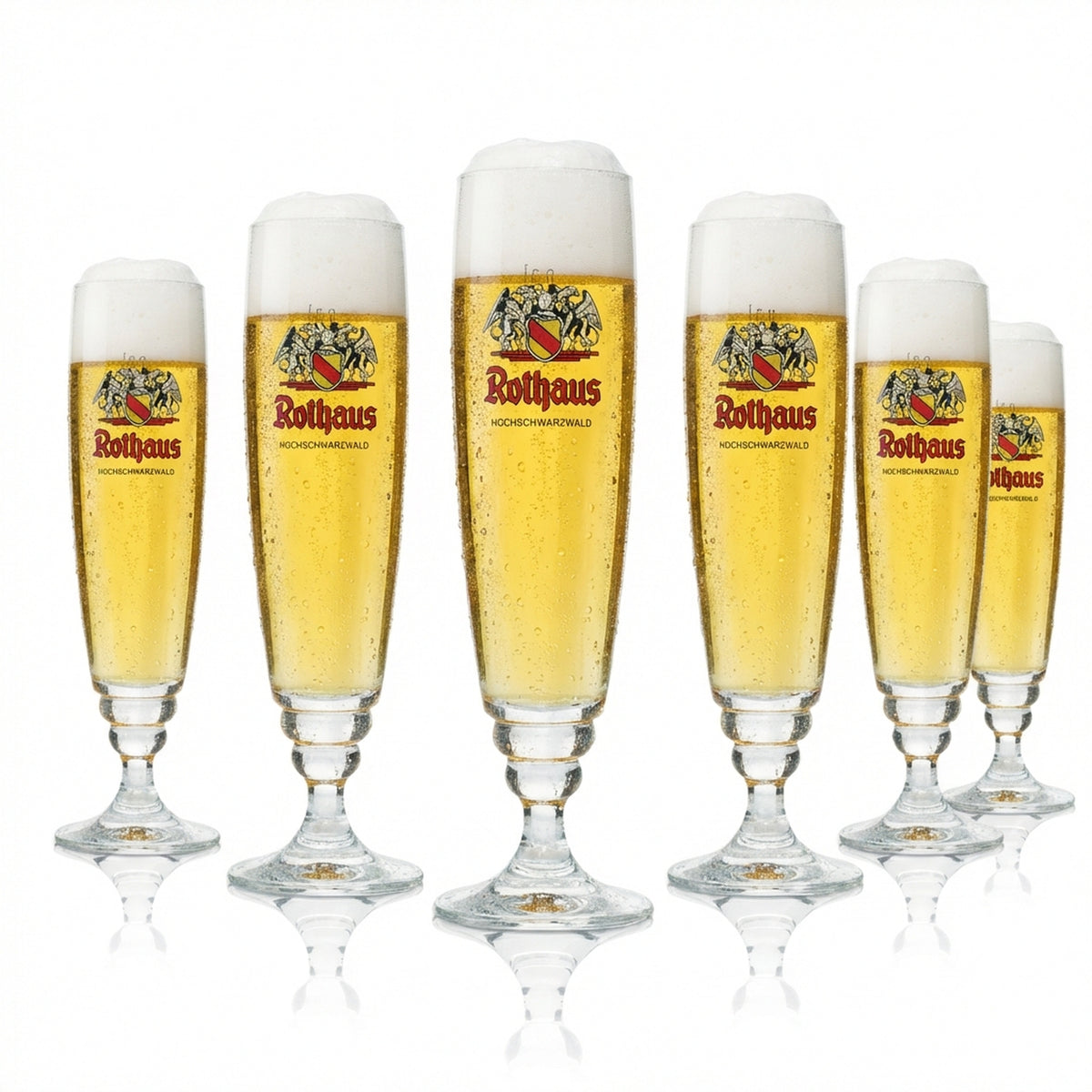 6 bicchieri da birra Rothaus da 0,3 l, eleganti bicchieri a calice, set di bicchieri da birra pilstner calibrati per la ristorazione