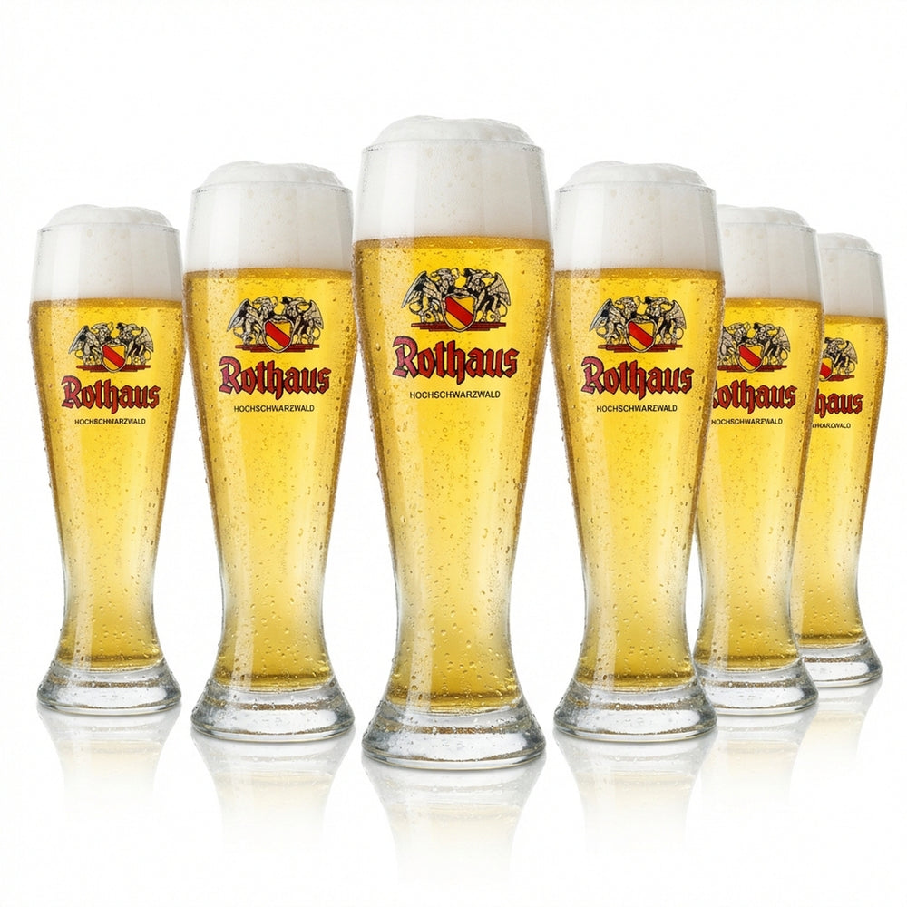 6 bicchieri Rothaus da 0,5 l per birra bianca Hefeweizen, design satinato, birrificio Baden