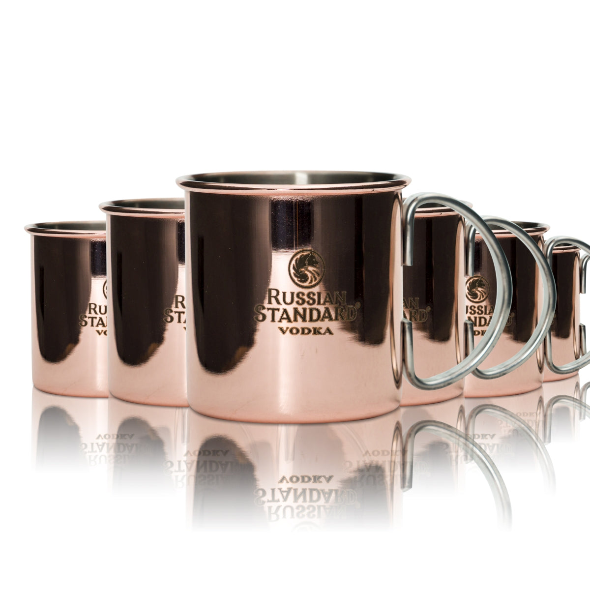 6x Russian Standard Vodka bicchiere di rame 0,3 l con manico Moscow Mule tazza mug