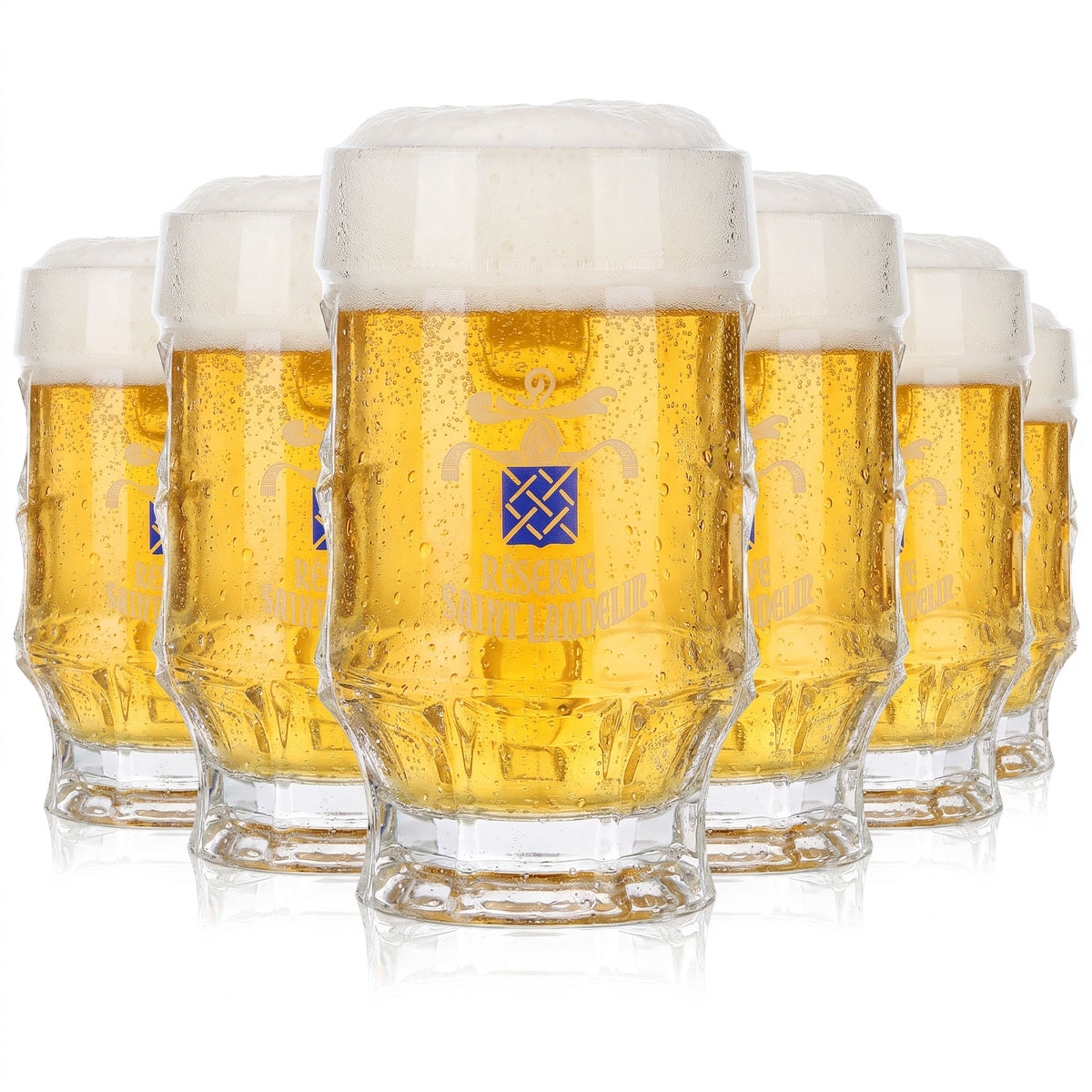6 bicchieri da birra Saint Landelin da 0,25 l, con scritta bianca (set da 6)