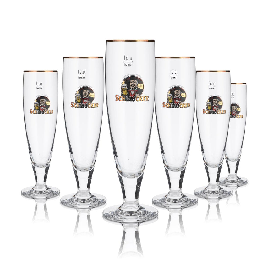 6 bicchieri decorativi da 0,3 l a forma di tulipano con bordo dorato, set di bicchieri da birra Brauerei Odenwald