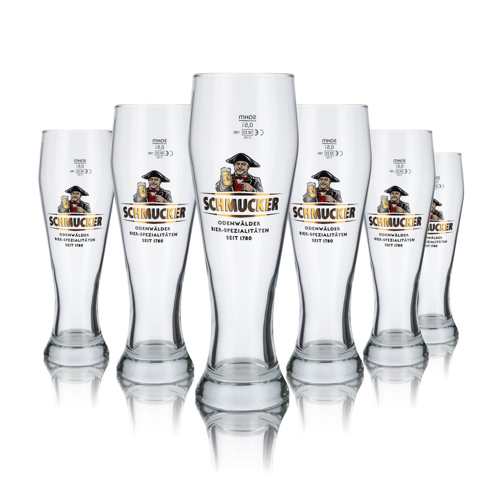 6 bicchieri decorativi da 0,5 l Set di bicchieri da birra bianca Hefeweizen Birrificio Odenwälder