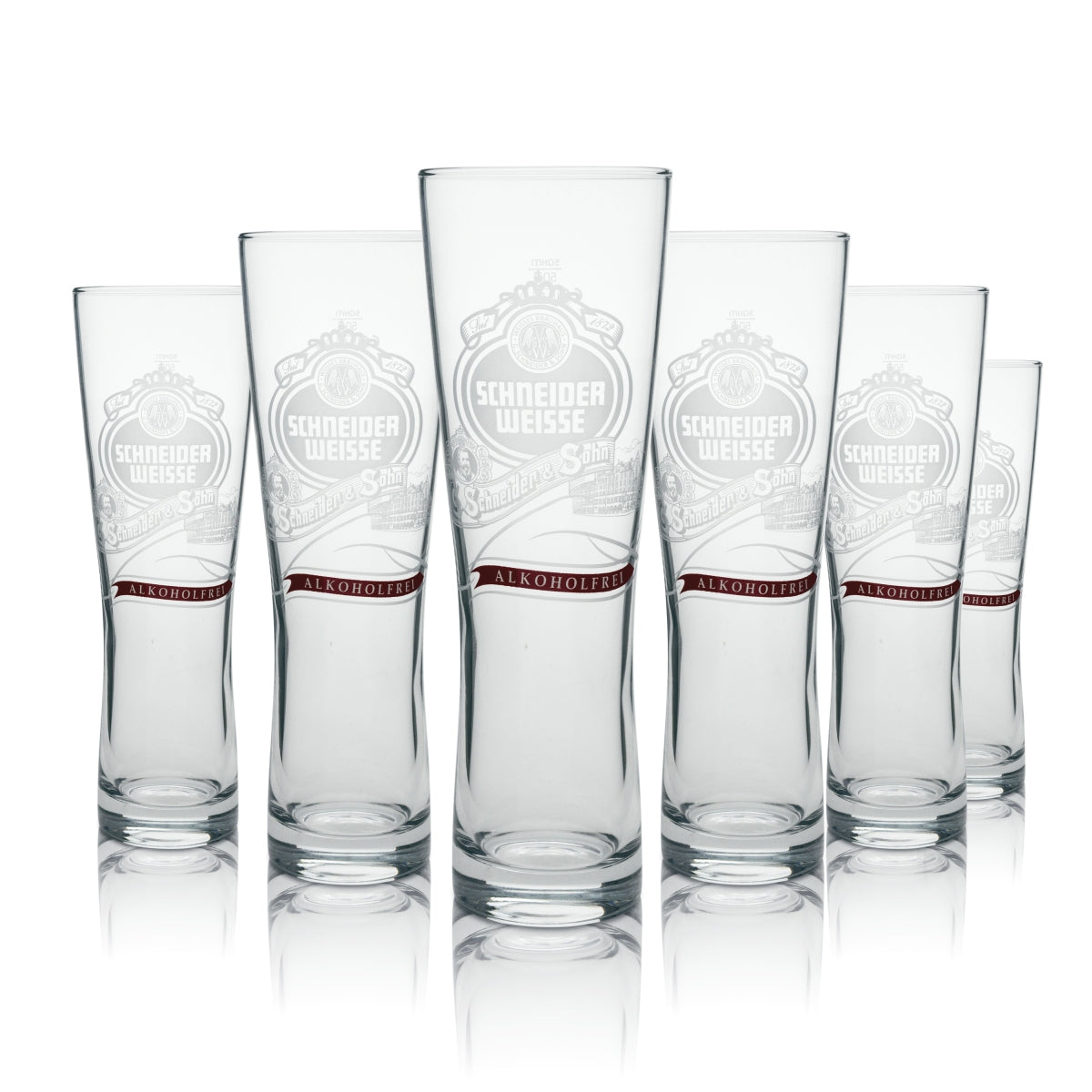 6x Schneider Weisse Bicchiere da birra Weißbier analcolica scritta rossa trasversale 0,5 l Sahm