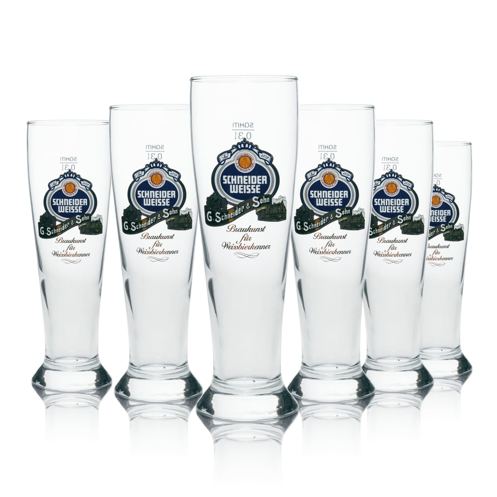 6 bicchieri da birra Schneider Weisse Weißbier 0,3 l Hefe Kristall Weizen calibrati per uso gastronomico