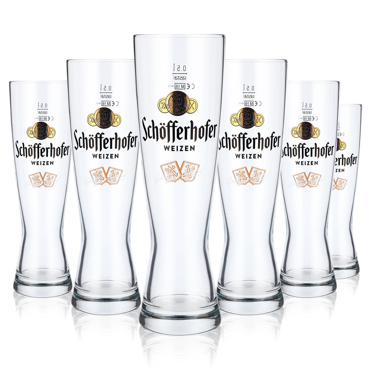 6 bicchieri da birra Schöfferhofer da 0,5 l Bicchiere da birra bianca "Spritzig Prickelnd" Sahm
