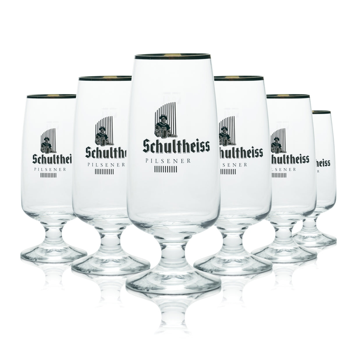 6 bicchieri Schultheiss da 0,4 l a forma di coppa Pils Tulip con bordo dorato Birrificio Kindl