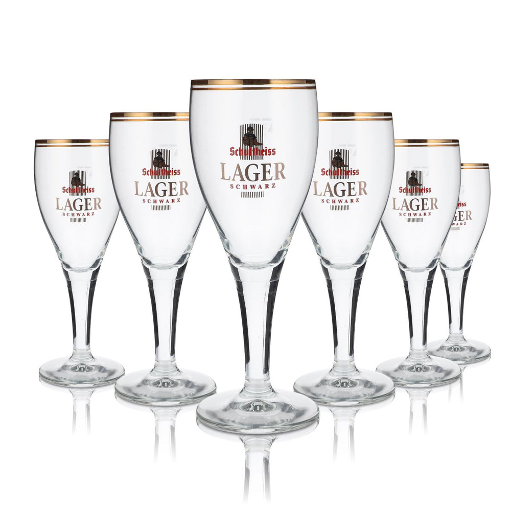 6 bicchieri da birra Schultheiss Lager da 0,3 l Bicchieri da birra Pokalglas Lager neri