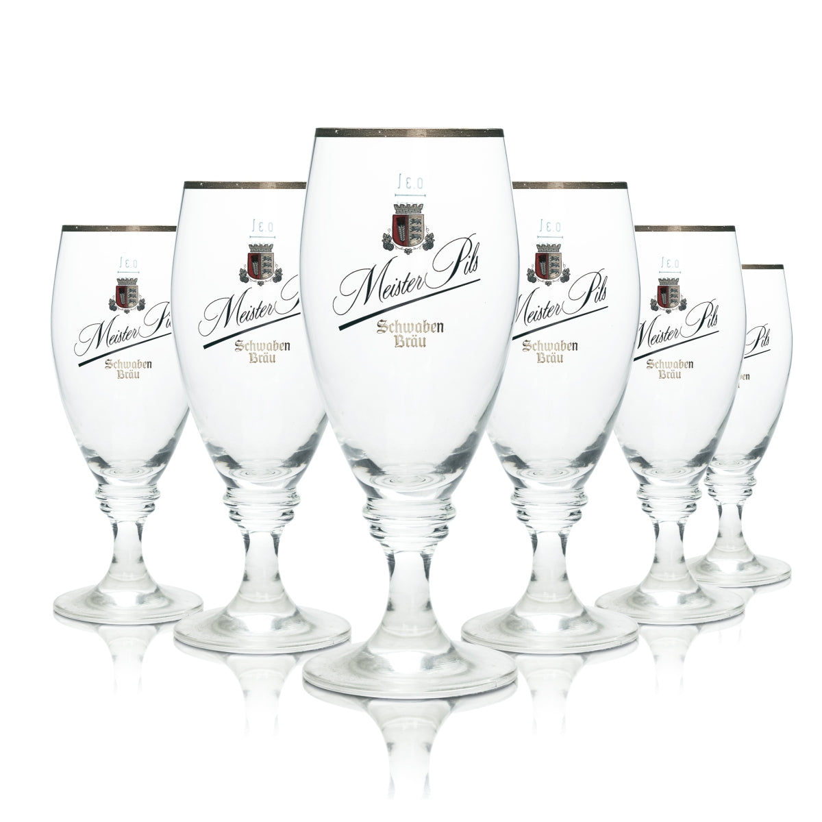 6 bicchieri da birra Schwaben Bräu 0,3 l Tulip Meister Pils con stemma Rastal Pokal