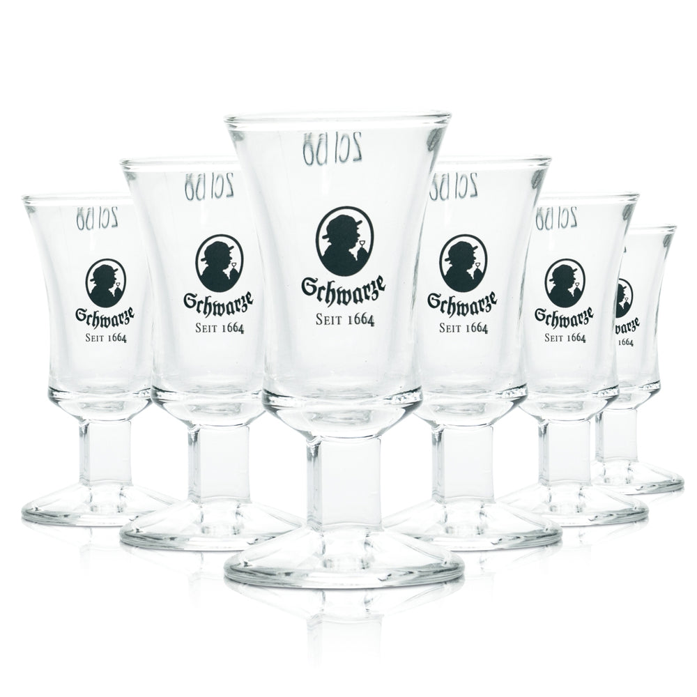 6 bicchieri da degustazione per grappa in vetro nero e semplice da 2 cl, distilleria Korn