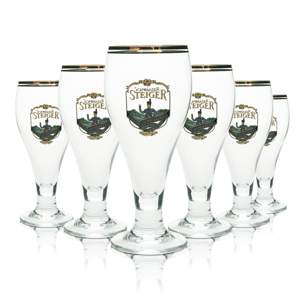 6 bicchieri da birra neri Steiger, birra nera 0,3 l, bordo dorato, doppio logo dorato Ritzenhoff