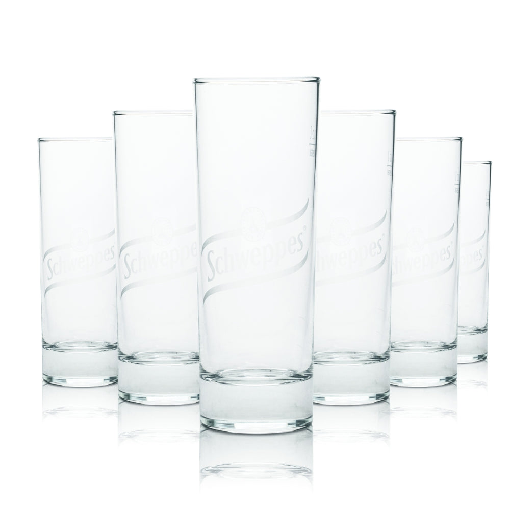 6 bicchieri Schweppes da 0,2 l per long drink, bicchieri per bibite analcoliche, calibrati per la ristorazione