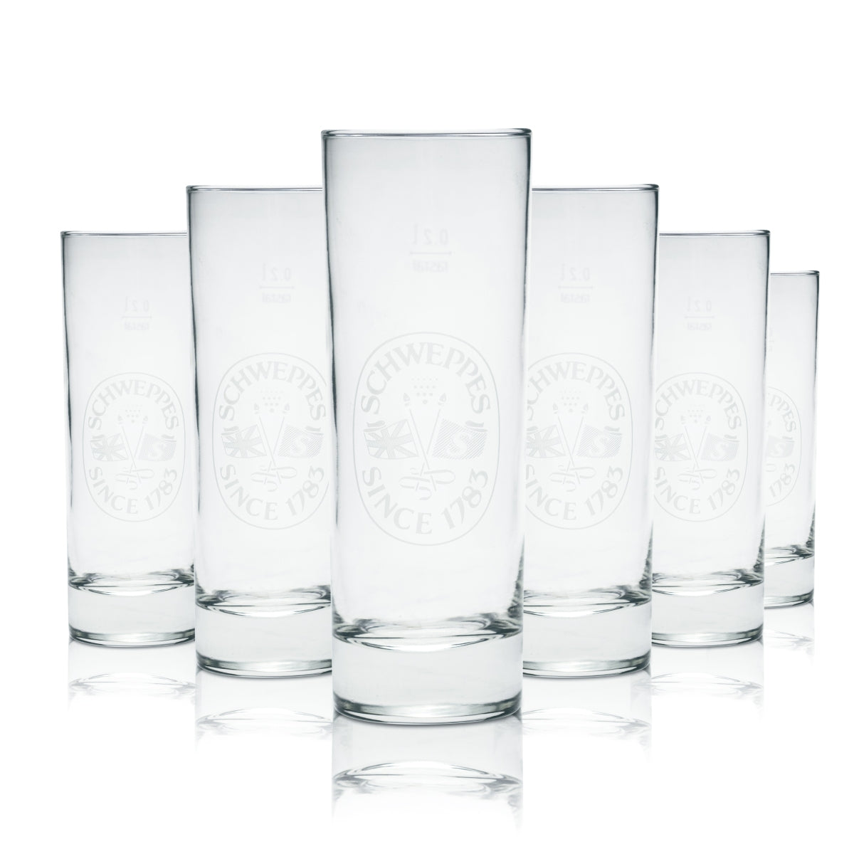 6 bicchieri Schweppes da 0,2 l per bibite analcoliche, bicchieri con stanghetta, calibrati, retrò, tonic