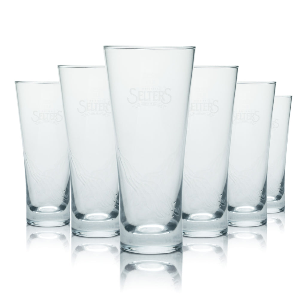 6 bicchieri Selters da 0,2 l in vetro per acqua minerale, acqua frizzante, soda, spritz e spumante, rovere