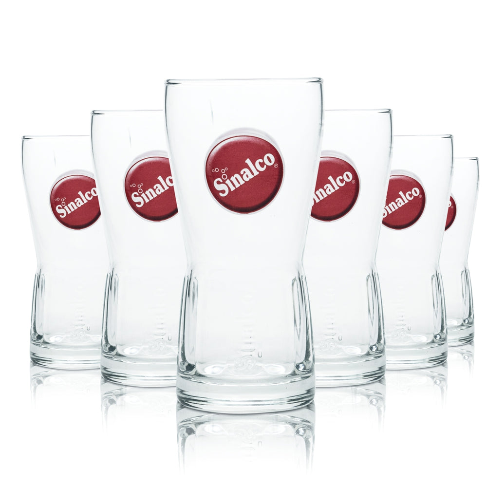 6x Sinalco  Bicchieri in vetro 0,3 l Bicchieri con rilievo Contorno Limonata Bibita analcolica Gastronomia Calibrati