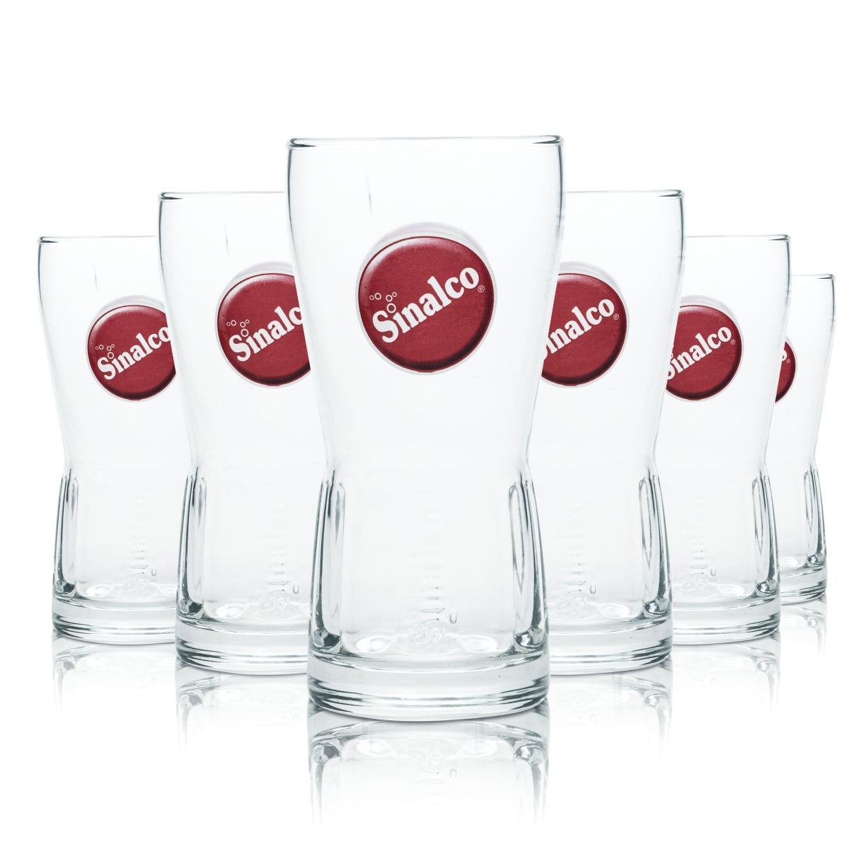 6x Sinalco  Bicchieri in vetro 0,3 l Bicchieri con rilievo Contorno Limonata Bibita analcolica Gastronomia Calibrati