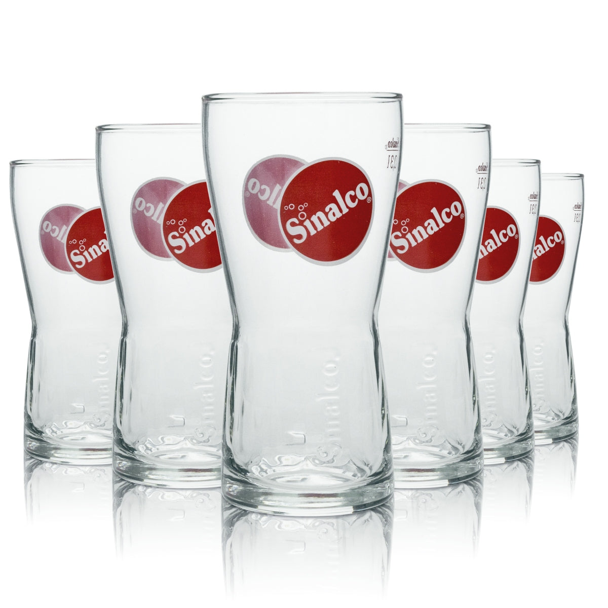 6 bicchieri per bevande analcoliche Sinalco Longdrink con logo rosso 300 ml rastal