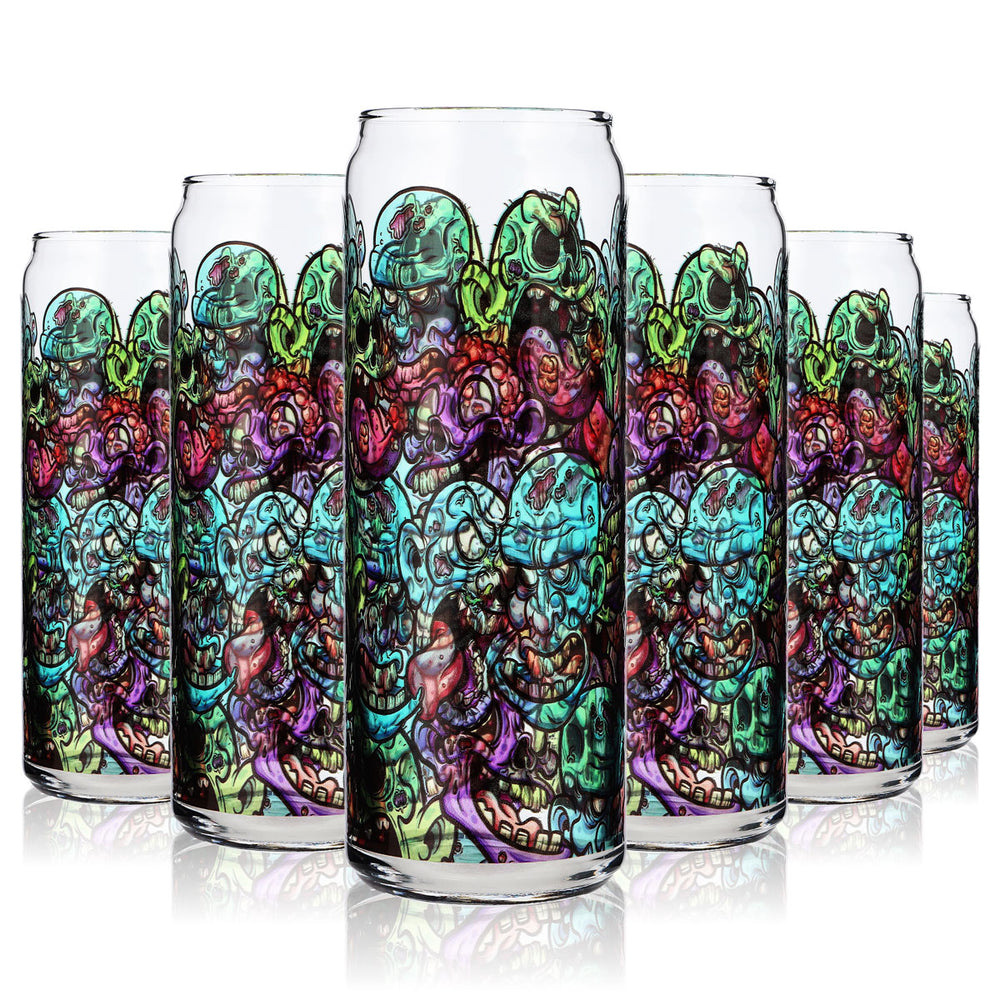 6x Sipply Bicchiere con motivo Halloween Doodle Zombie Icons stampa UV Can Glass 370ml