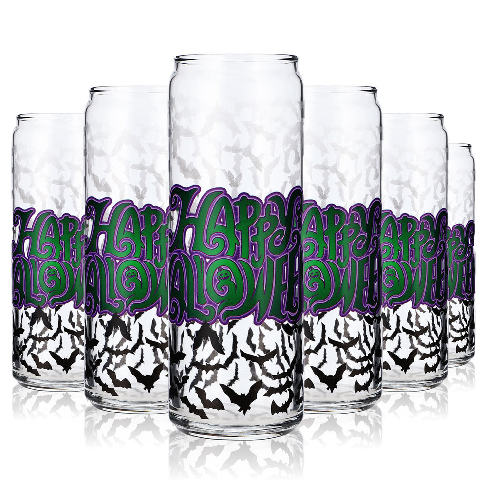 6x Sipply Bicchiere con Motivo Halloween Pipistrelli Stampa UV Can Glass 370ml