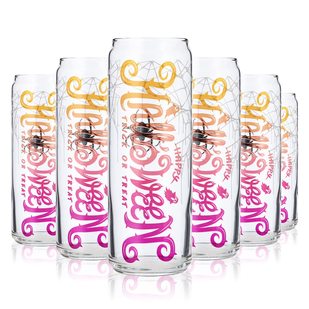 6x Sipply Bicchiere Can Glass con Motivo Halloween Ragno, Stampa UV, 370ml