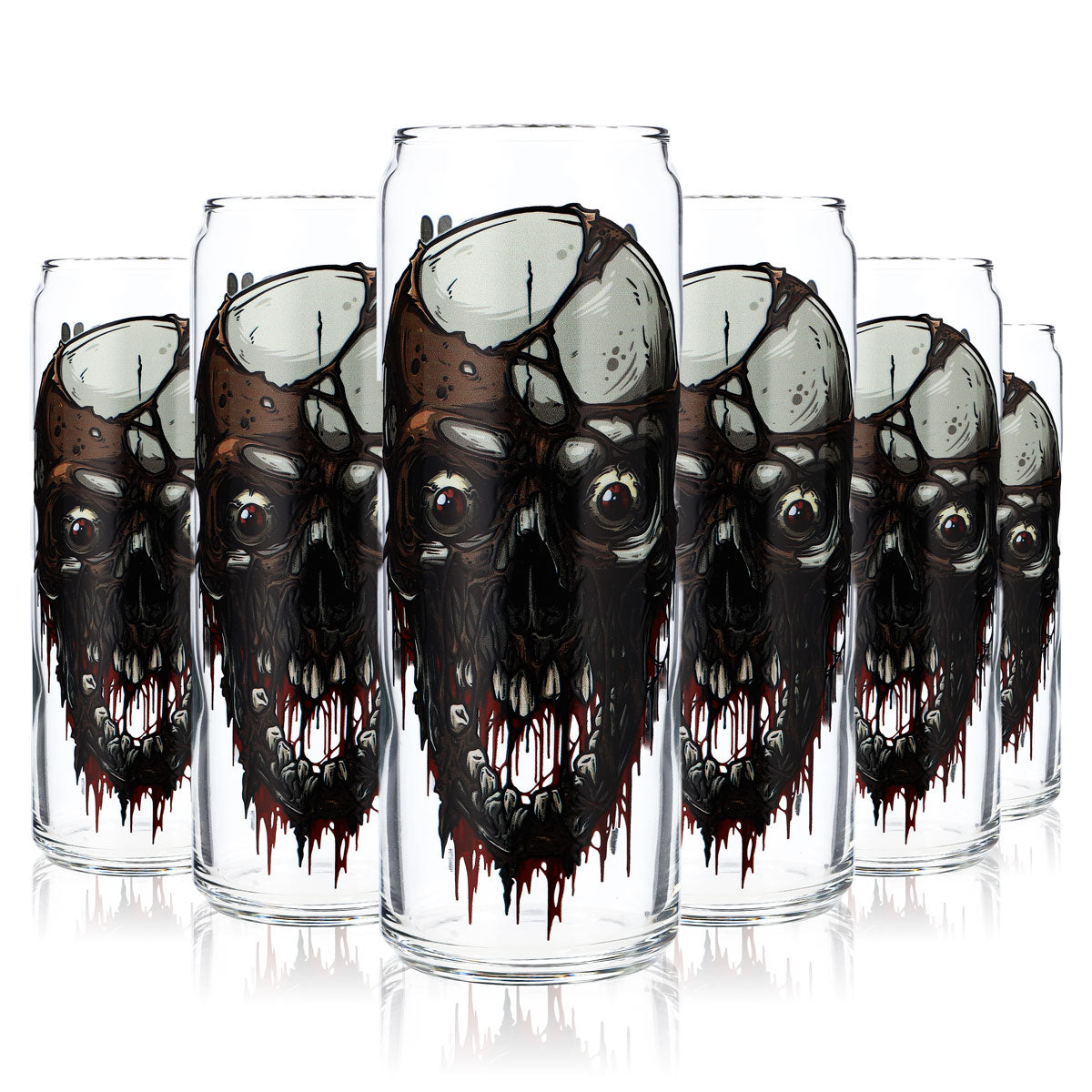 6x Sipply Bicchiere con Motivo Halloween Teschio XL come Stampa UV Can Glass 370ml