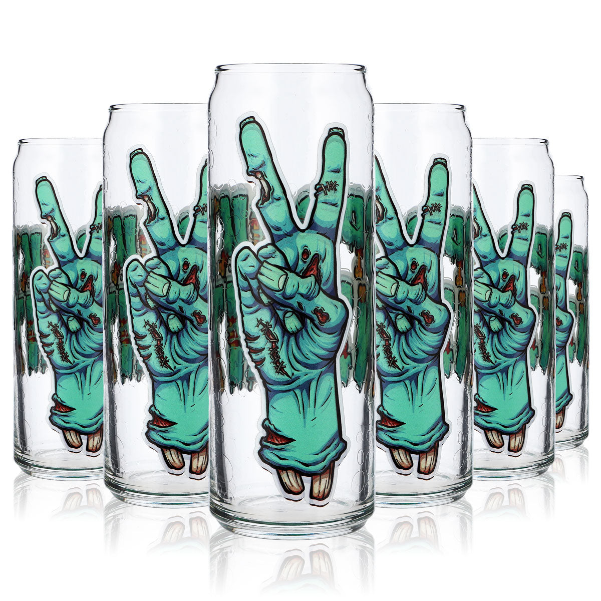 6x Bicchieri Sipply con motivo Halloween Zombie Hands stampa UV Can Glass 370ml