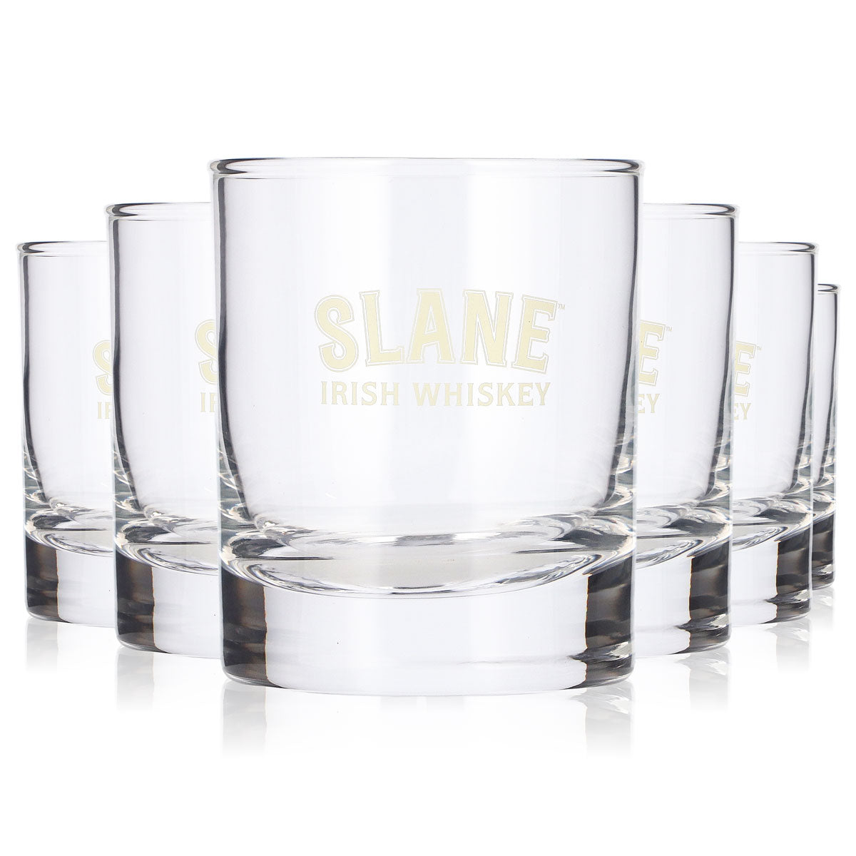 6 bicchieri da whisky Slane da 0,2 l, modello tumbler con logo giallo, bicchieri da whisky "Rocks"