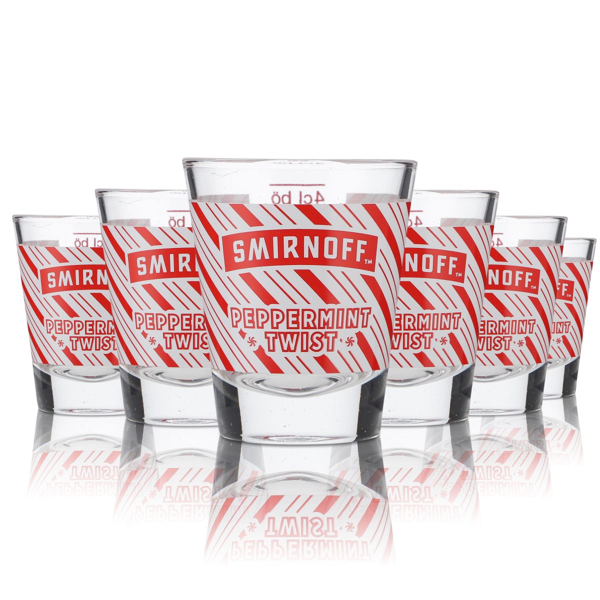6x Smirnoff  Vodka Bicchierino da shot Stamper 2 cl 4 cl "Pepermint Twist"