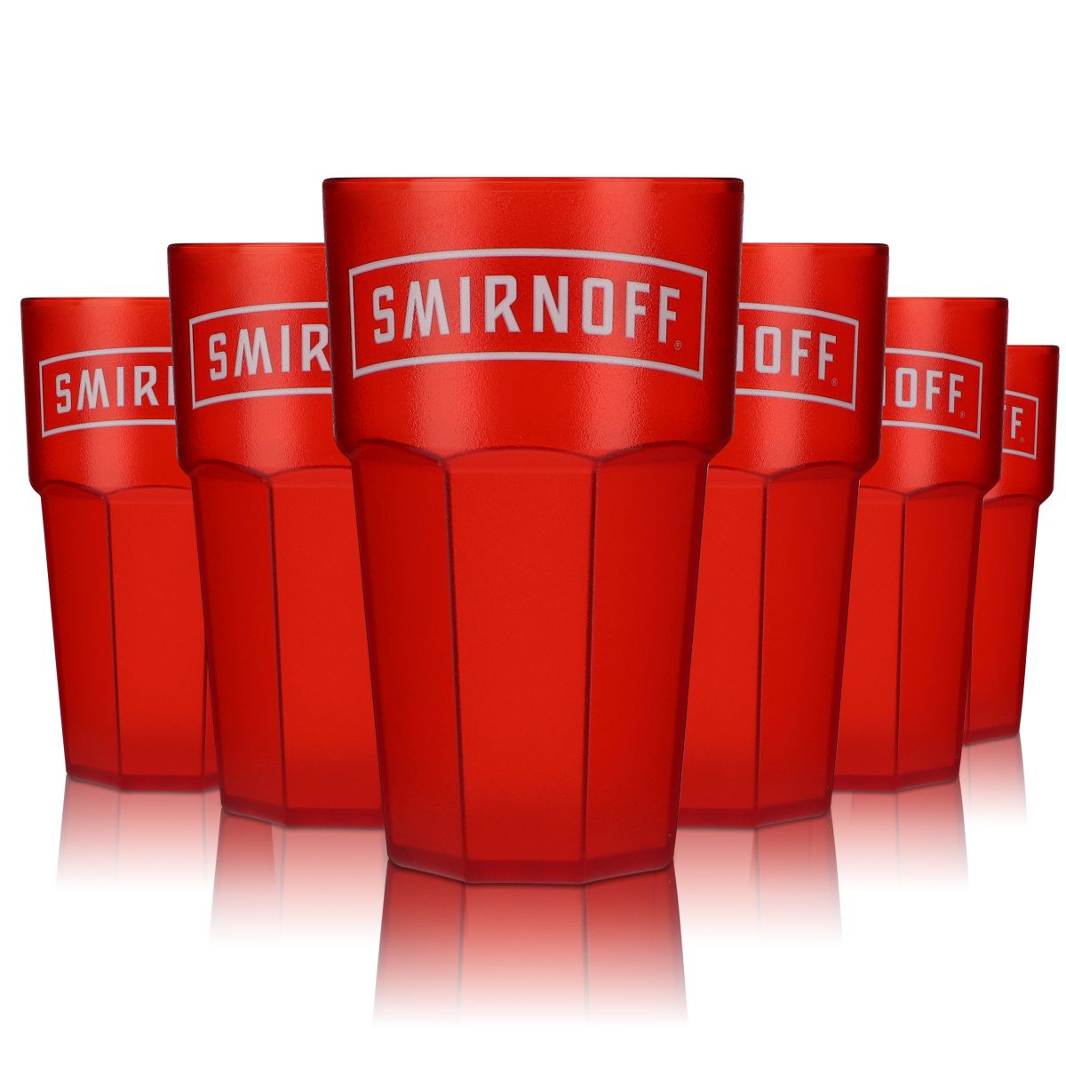 6 bicchieri da vodka Smirnoff in plastica acrilica, versione rossa