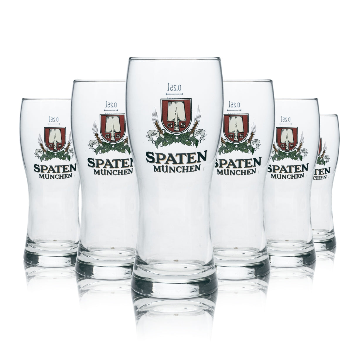 6 bicchieri da birra Spaten 0,25 l, bicchieri a forma di coppa, Baviera Monaco di Baviera, birrificio, bar