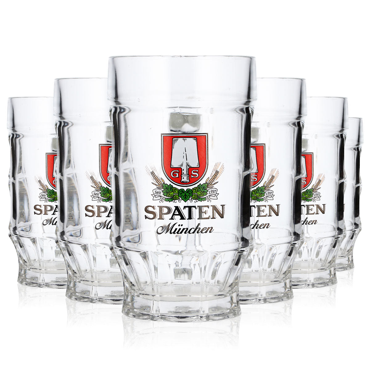 6 bicchieri da birra Spaten da 0,3 l, boccali da birra, boccali da birra a forma di contornino, Monaco di Baviera - MERCE DI SECONDA SCELTA