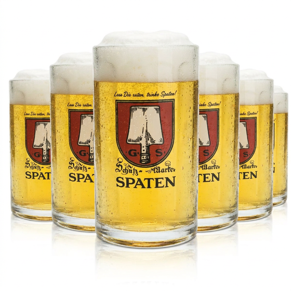6 bicchieri da birra Spaten 0,5 l boccali da birra vetro birrificio Baviera birreria all'aperto Münchner Hell