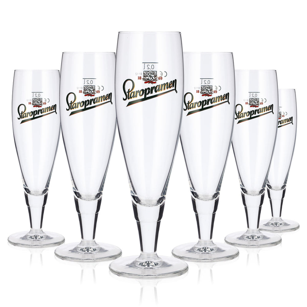 6 bicchieri da birra Staropramen da 0,2 l, a forma di coppa, con logo verde Ritzenhoff