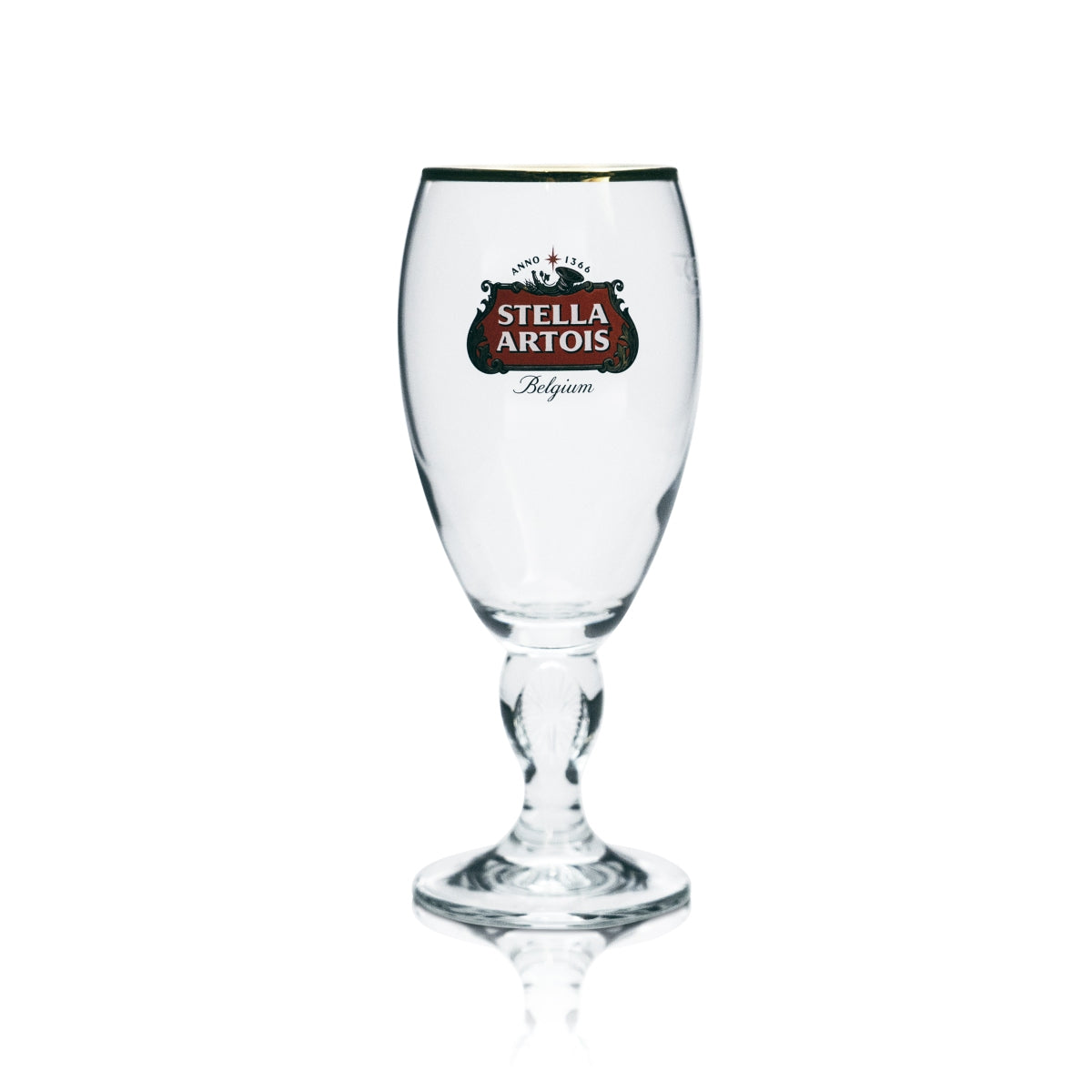 6 bicchieri da birra Stella Artois 0,25 l, forma a tulipano con bordo dorato e stelo di design, bar – Vista 2