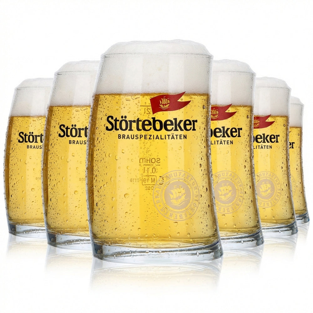 6 bicchieri da birra Störtebeker in vetro con manico 0,2 l Design Stiegel