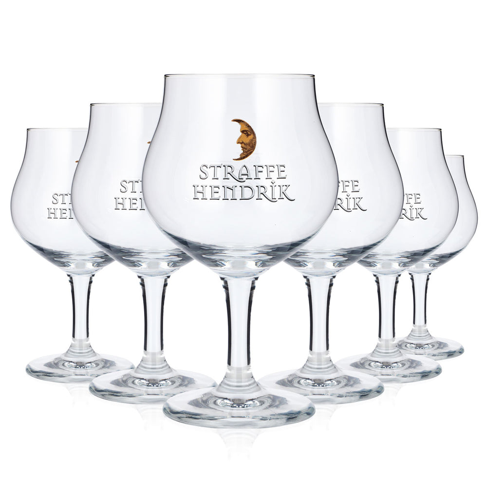 6 bicchieri da birra Straffe Hendrik da 0,57 l, a forma di calice, a mezzaluna (set da 6)