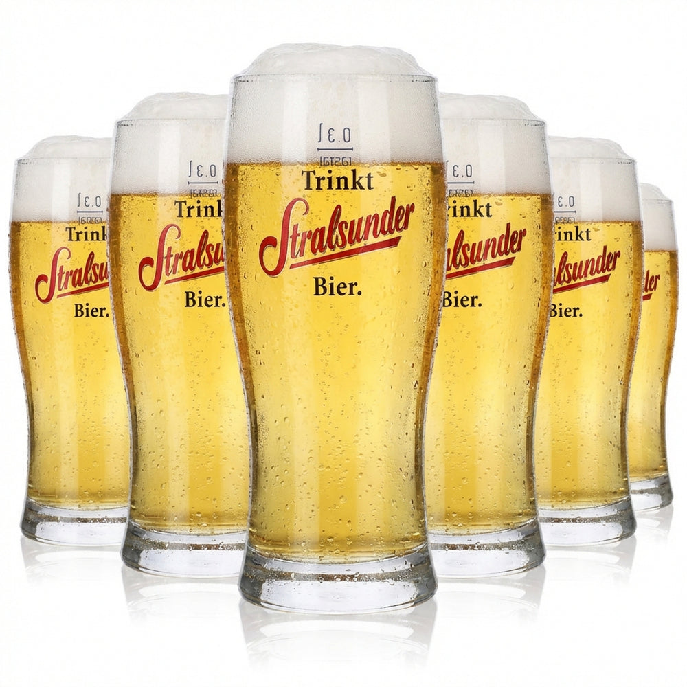 6 bicchieri da birra Willibecher in vetro di Stralsund da 0,3 l, set della birreria Hanseatische Brauerei