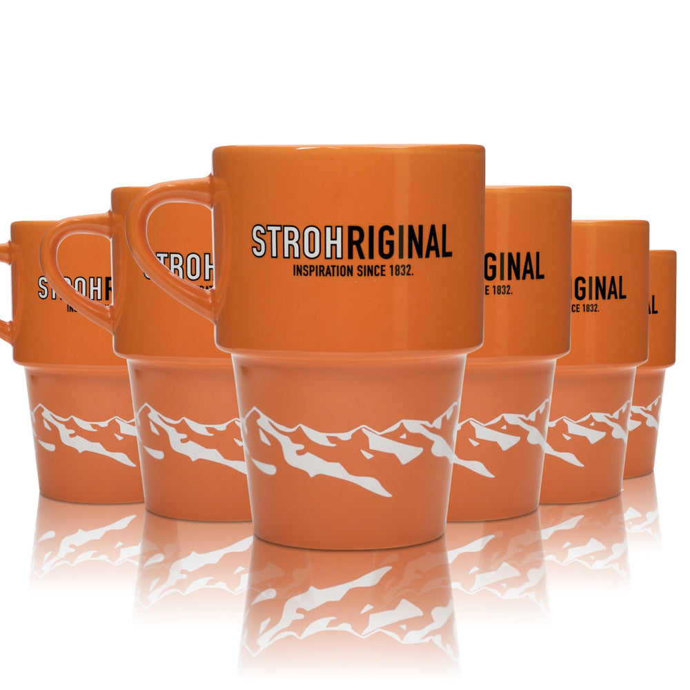 6x tazza da rum con cannuccia 0,25 l Strohriginal bicchieri da cocktail per vin brulé con manico Bar