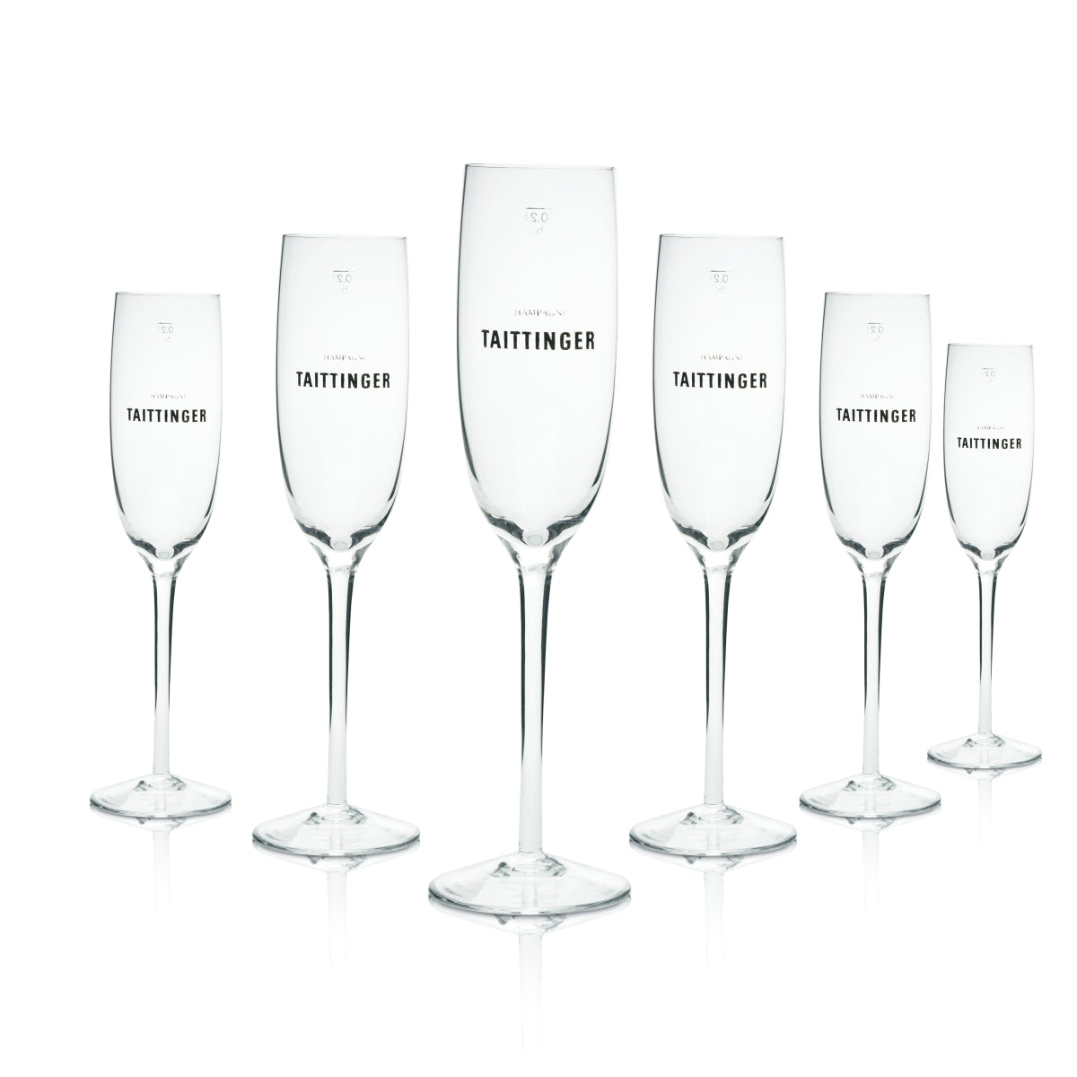 6 bicchieri da champagne Taittinger 0,2 l flûte con calice e bordo dorato