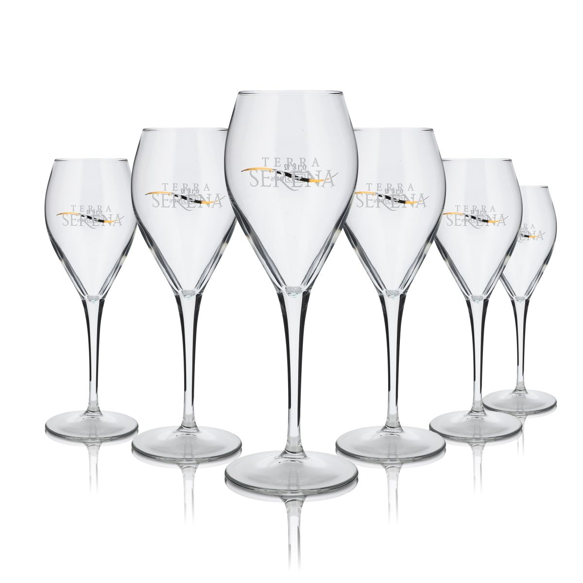 6x Terra Serena Bicchiere 0,26 l Flûte da champagne Bicchiere con stelo Set di bicchieri da spumante Secco